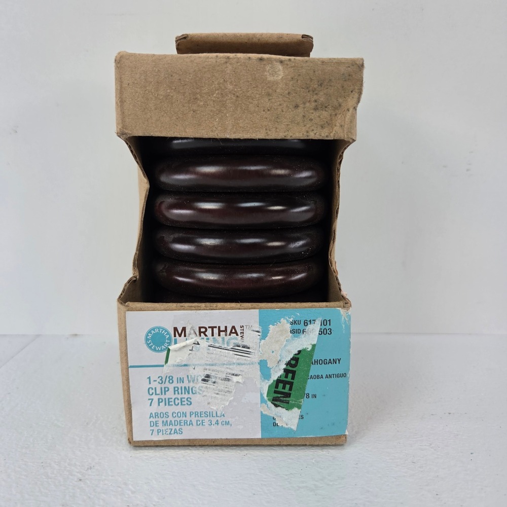 Martha Stewart Living 1-3/8 in Wood Clip Rings 7 Pieces Mahogany Dark Brown